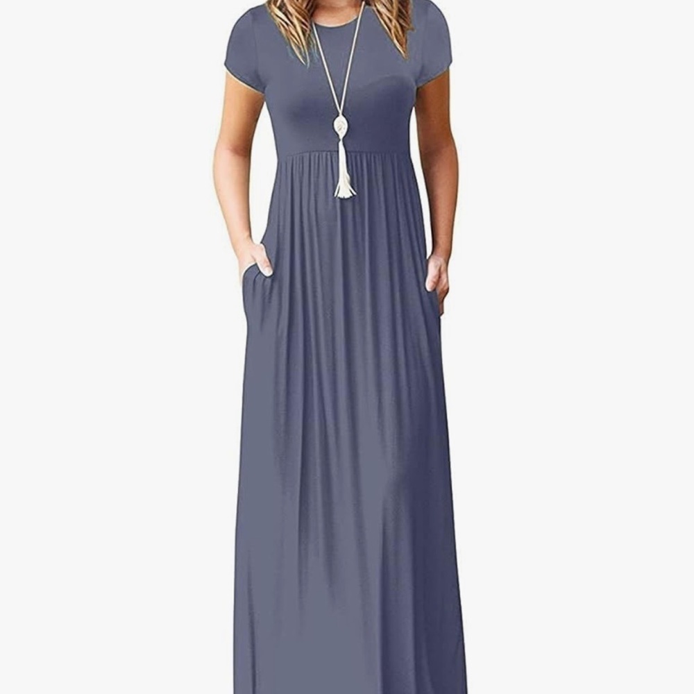 NWT GRECERELLE Short Sleeve Crewneck High Waist Casual Loose Long Dress